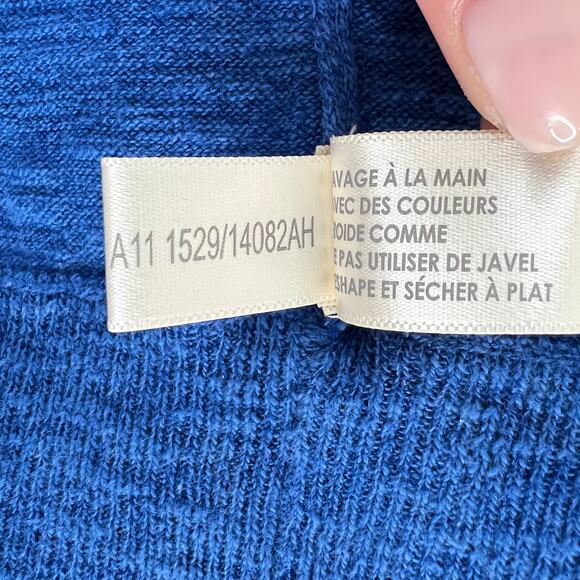 White + Warren Blue Sweater Cotton Boat Neck 3/4 Sleeve Size Small S - Picture 7 of 7